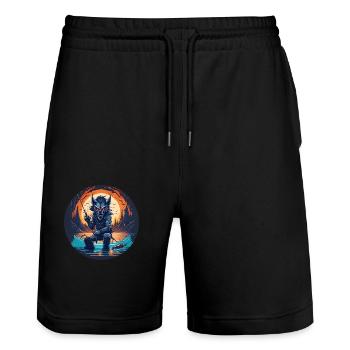 Gruseliges Halloween-partykostüm Werwolf-kostüm - Stanley/Stella Unisex Bio Joggingshorts Trainer  - Schwarz - Vorne - Nik (191cm) & Marisol (170cm)