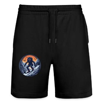 Gruseliges Halloween-partykostüm Werwolf-snowboard - Stanley/Stella Unisex Bio Joggingshorts Trainer  - Schwarz - Vorne - Nik (191cm) & Marisol (170cm)