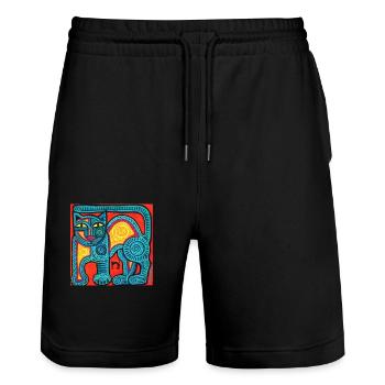 chat bleu - Short de jogging bio TRAINER Stanley/Stella unisexe - noir - Devant - Nik (191cm) & Marisol (170cm)