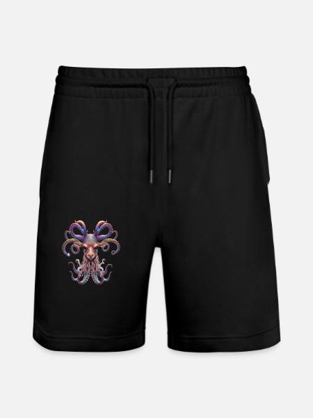 Psychedelic Goa Deer Octopus - Stanley/Stella Trainer Unisex Organic Jogging Shorts - black