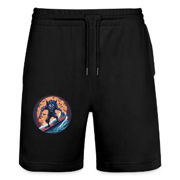 Creepy Halloween party costume werewolf at the - Stanley/Stella Trainer Unisex Organic Jogging Shorts - black - Front - Nik (191cm) & Marisol (170cm)