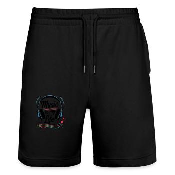 Musik ist mein Leben - Stanley/Stella Unisex Bio Joggingshorts Trainer  - Schwarz - Vorne - Nik (191cm) & Marisol (170cm)