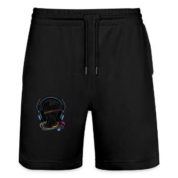 Musik ist mein Leben - Stanley/Stella Unisex Bio Joggingshorts Trainer  - Schwarz - Vorne - Nik (191cm) & Marisol (170cm)