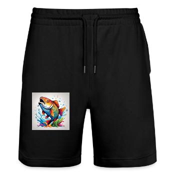 Truite Poisson Coloré - Short de jogging bio TRAINER Stanley/Stella unisexe - noir - Devant - Nik (191cm) & Marisol (170cm)