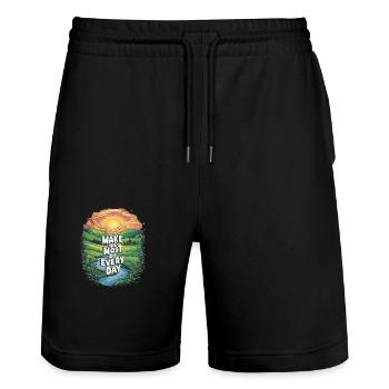 Make the most of every day - Stanley/Stella Trainer Unisex Organic Jogging Shorts - black - Front - Nik (191cm) & Marisol (170cm)