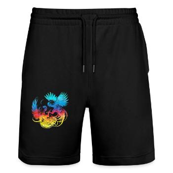Cock tup fight animal isolated colorful chicken - Stanley/Stella Trainer Unisex Organic Jogging Shorts - black - Front - Nik (191cm) & Marisol (170cm)