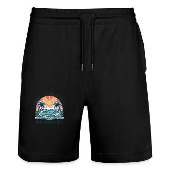 Sun, beach and sea - my elixir of life - Stanley/Stella Trainer Unisex Organic Jogging Shorts - black - Front - Nik (191cm) & Marisol (170cm)