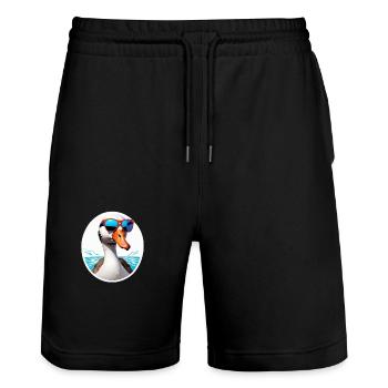 Coole Ente mit Sonnenbrille - Stanley/Stella Unisex Bio Joggingshorts Trainer  - Schwarz - Vorne - Nik (191cm) & Marisol (170cm)