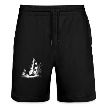 Regatta Segelboote bei Wind und Wellengang - Stanley/Stella Unisex Bio Joggingshorts Trainer  - Schwarz - Vorne - Nik (191cm) & Marisol (170cm)