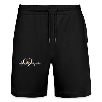 heartbeat sunflower - Stanley/Stella Trainer Unisex Organic Jogging Shorts - black - Front - Nik (191cm) & Marisol (170cm)