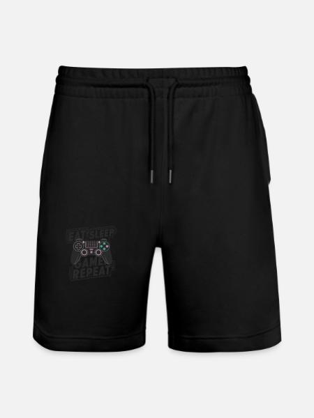 Eat, Sleep, Game, Repeat - Stanley/Stella Trainer Unisex Organic Jogging Shorts - black