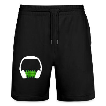 Kopfhörer Techno Musik Party Equalizer Wellen Logo - Stanley/Stella Unisex Bio Joggingshorts Trainer  - Schwarz - Vorne - Nik (191cm) & Marisol (170cm)