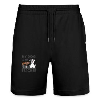 My dog is my yoga teacher - Stanley/Stella Trainer Unisex Organic Jogging Shorts - black - Front - Nik (191cm) & Marisol (170cm)