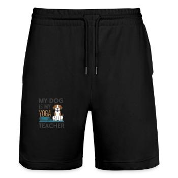 My dog is my yoga teacher - Stanley/Stella Trainer Unisex Organic Jogging Shorts - black - Front - Nik (191cm) & Marisol (170cm)