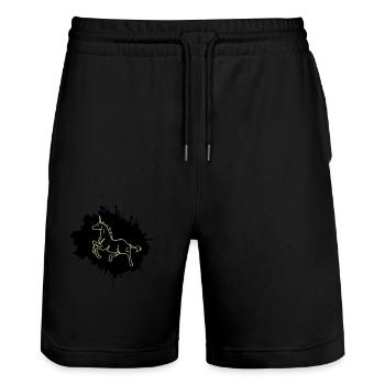 unicorn klecks - Stanley/Stella Unisex Bio Joggingshorts Trainer  - Schwarz - Vorne - Nik (191cm) & Marisol (170cm)