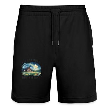 Live simply, dream big - Stanley/Stella Trainer Unisex Organic Jogging Shorts - black - Front - Nik (191cm) & Marisol (170cm)