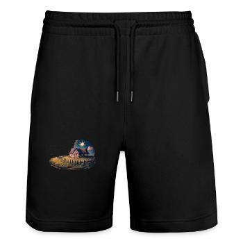 Live simply, dream big - Stanley/Stella Trainer Unisex Organic Jogging Shorts - black - Front - Nik (191cm) & Marisol (170cm)