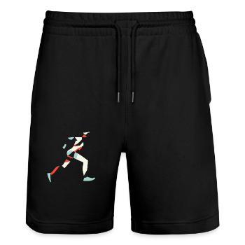 Runner Running Running Shoes - Stanley/Stella Trainer Unisex Organic Jogging Shorts - black - Front - Nik (191cm) & Marisol (170cm)