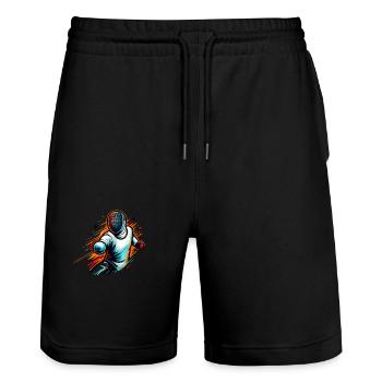 Fencing, Martial Art - Stanley/Stella Trainer Unisex Organic Jogging Shorts - black - Front - Nik (191cm) & Marisol (170cm)