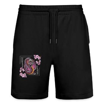 Orient Orientalisch Legenden Zeitreise - Stanley/Stella Unisex Bio Joggingshorts Trainer  - Schwarz - Vorne - Nik (191cm) & Marisol (170cm)