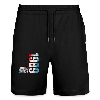 Geburtstagsgeschenk 1989 Limitierte Auflage 1989 - Stanley/Stella Unisex Bio Joggingshorts Trainer  - Schwarz - Vorne - Nik (191cm) & Marisol (170cm)