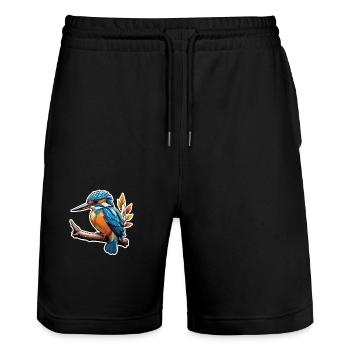 kleiner Eisvogel - Stanley/Stella Unisex Bio Joggingshorts Trainer  - Schwarz - Vorne - Nik (191cm) & Marisol (170cm)