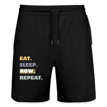 Eat Sleep Row Repeat, Rower's Lifestyle design - Stanley/Stella Trainer Unisex Organic Jogging Shorts - black - Front - Nik (191cm) & Marisol (170cm)