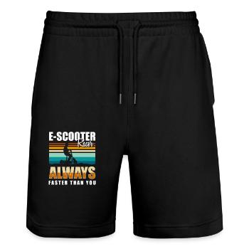 E-scooter alternative electricity city traffic - Stanley/Stella Trainer Unisex Organic Jogging Shorts - black - Front - Nik (191cm) & Marisol (170cm)