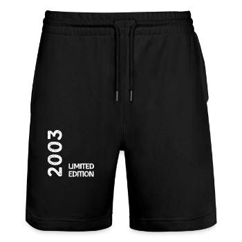 2003 Limited Edition - Stanley/Stella Trainer Unisex Organic Jogging Shorts - black - Front - Nik (191cm) & Marisol (170cm)
