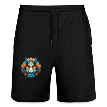 The Rabbit - Stanley/Stella Trainer Unisex Organic Jogging Shorts - black - Front - Nik (191cm) & Marisol (170cm)