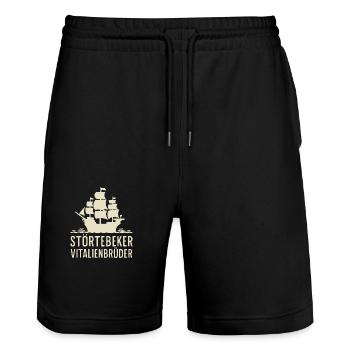 Störtebeker Störtebecker Victual Brothers Pirates - Stanley/Stella Trainer Unisex Organic Jogging Shorts - black - Front - Nik (191cm) & Marisol (170cm)