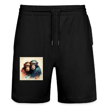 Chimpanzés amoureux - Short de jogging bio TRAINER Stanley/Stella unisexe - noir - Devant - Nik (191cm) & Marisol (170cm)