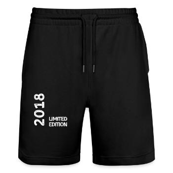 2018 limited edition - Short de jogging bio TRAINER Stanley/Stella unisexe - noir - Devant - Nik (191cm) & Marisol (170cm)