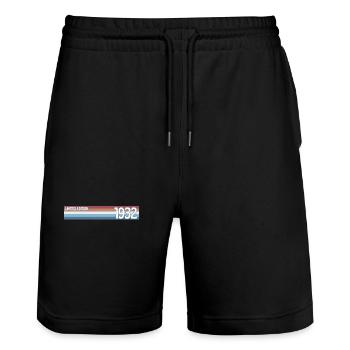 Retro 1932 Limited Edition - Stanley/Stella Trainer Unisex Organic Jogging Shorts - black - Front - Nik (191cm) & Marisol (170cm)