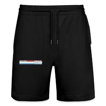 Retro 1992 Limited Edition - Stanley/Stella Trainer Unisex Organic Jogging Shorts - black - Front - Nik (191cm) & Marisol (170cm)