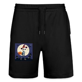 Squelette mignon au clair de lune - Short de jogging bio TRAINER Stanley/Stella unisexe - noir - Devant - Nik (191cm) & Marisol (170cm)