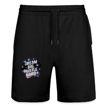 Dream Big, Hustle Hard – Nachthimmel - Stanley/Stella Unisex Bio Joggingshorts Trainer  - Schwarz - Vorne - Nik (191cm) & Marisol (170cm)