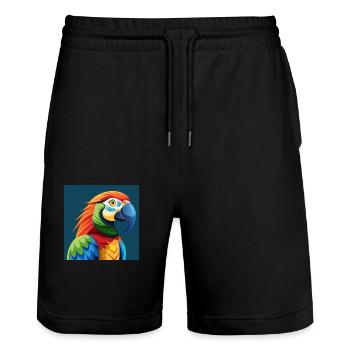 Tropischer Papagei - Stanley/Stella Unisex Bio Joggingshorts Trainer  - Schwarz - Vorne - Nik (191cm) & Marisol (170cm)
