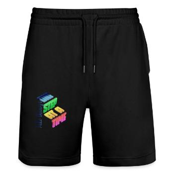 Take things one step at a time - Stanley/Stella Trainer Unisex Organic Jogging Shorts - black - Front - Nik (191cm) & Marisol (170cm)