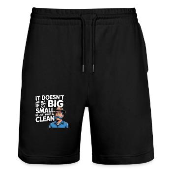 Man has to be Clean - Stanley/Stella Unisex Bio Joggingshorts Trainer  - Schwarz - Vorne - Nik (191cm) & Marisol (170cm)