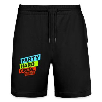 Party Hard Crew Mitglied Team Club Freunde Feiern - Stanley/Stella Unisex Bio Joggingshorts Trainer  - Schwarz - Vorne - Nik (191cm) & Marisol (170cm)