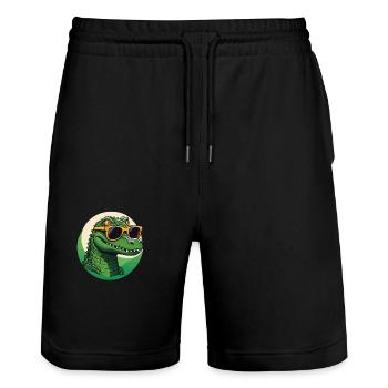 Cooles Krokodil - Stanley/Stella Unisex Bio Joggingshorts Trainer  - Schwarz - Vorne - Nik (191cm) & Marisol (170cm)