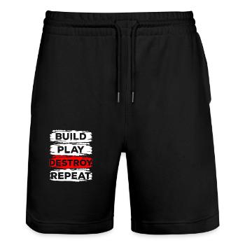 Clamping Blocks Childhood Memories - Stanley/Stella Trainer Unisex Organic Jogging Shorts - black - Front - Nik (191cm) & Marisol (170cm)