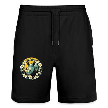 Rhino - Stanley/Stella Trainer Unisex Organic Jogging Shorts - black - Front - Nik (191cm) & Marisol (170cm)