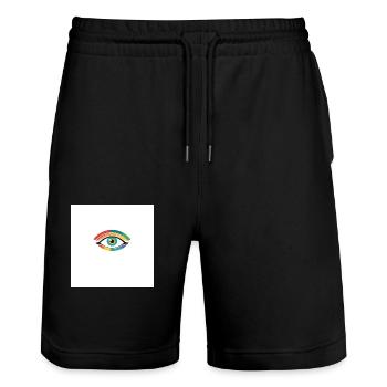 Bunte Auge - Stanley/Stella Unisex Bio Joggingshorts Trainer  - Schwarz - Vorne - Nik (191cm) & Marisol (170cm)