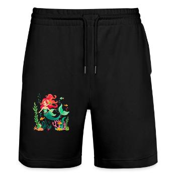 Mermaid, Half Human, Half Fish - Stanley/Stella Trainer Unisex Organic Jogging Shorts - black - Front - Nik (191cm) & Marisol (170cm)