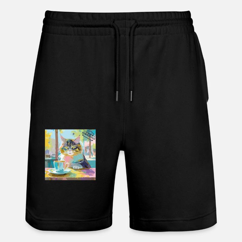 The Coffee Cat - Stanley/Stella Unisex Bio Joggingshorts Trainer - Schwarz