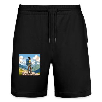The Beauty of Adventure. - Stanley/Stella Unisex Bio Joggingshorts Trainer  - Schwarz - Vorne - Nik (191cm) & Marisol (170cm)