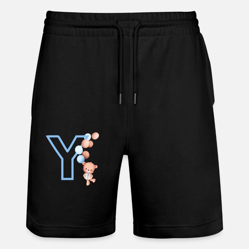 Blauer Buchstabe Y Bär - Stanley/Stella Unisex Bio Joggingshorts Trainer  - Schwarz