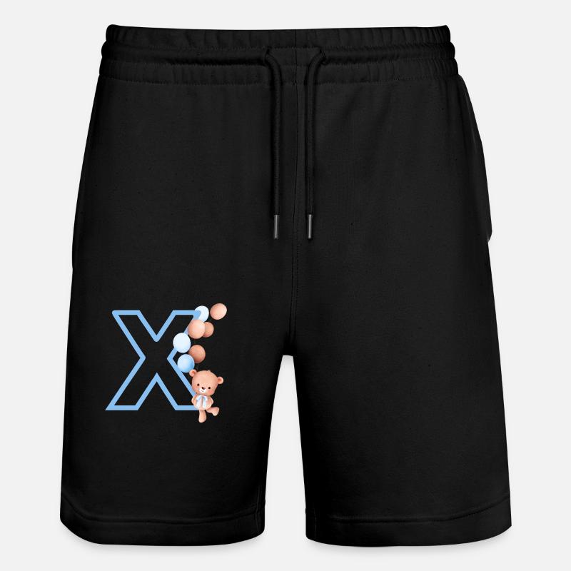 Blauer Buchstabe x Bär - Stanley/Stella Unisex Bio Joggingshorts Trainer  - Schwarz